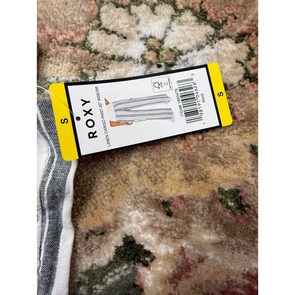 Roxy Women's Linen Blend Cargo Pant 30 Inch Inseam Black and White Size Small - Picture 4 of 7